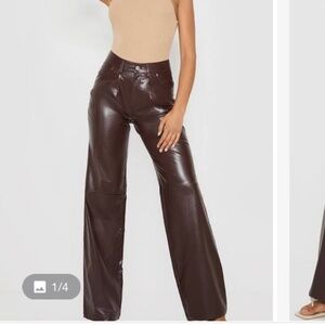 Leather-like pants. Very flattering!